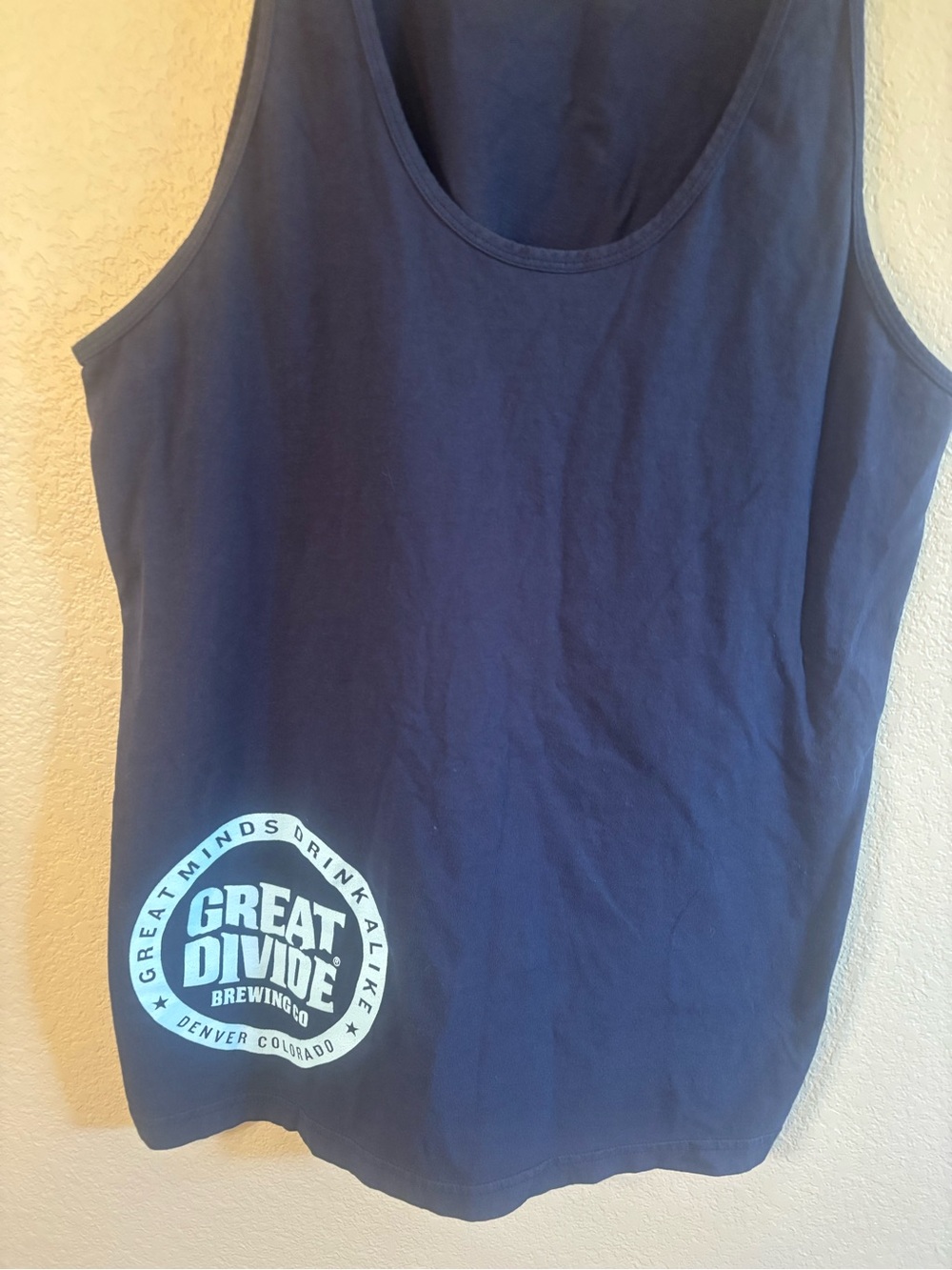 Great Divide Brewing Tank Top Medium Navy Blue w/Light Blue Logo Denver Colorado - Picture 4 of 13
